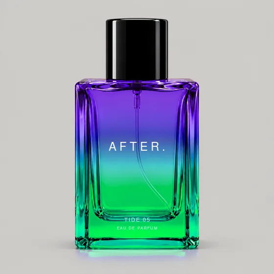 Editorial color concept for AFTER. TIDE 05; the delivered bottle is clear glass
