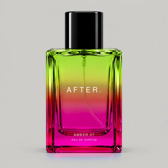 Editorial color concept for AFTER. AMBER 07; the delivered bottle is clear glass